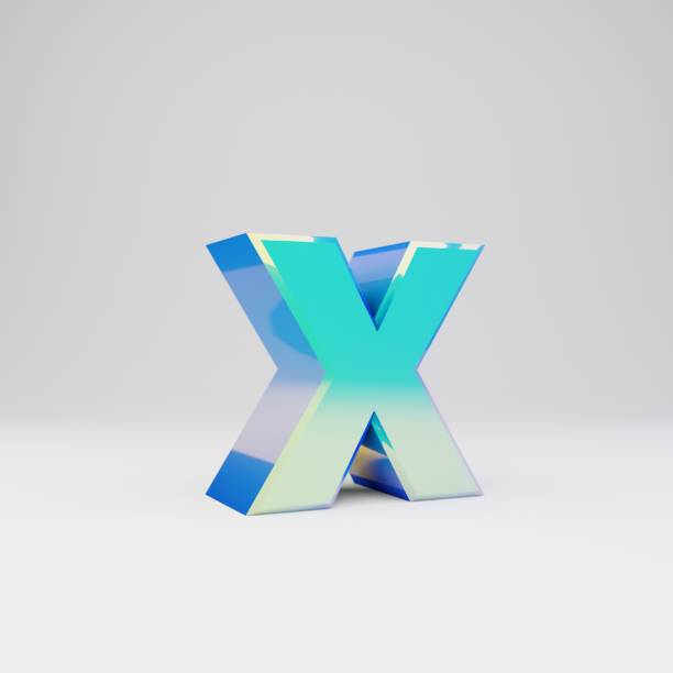 istock Sky blue 3d letter X lowercase. Metal font with glossy reflections and shadow isolated on white background. 1166366364