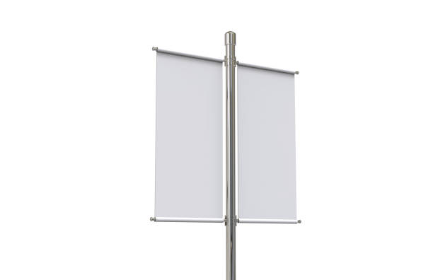 istock Blank pole banner mock up template on isolated white background, ready for design presentation, 3d illustration 1166366401
