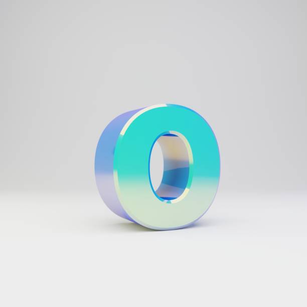 istock Sky blue 3d letter O lowercase. Metal font with glossy reflections and shadow isolated on white background. 1166366512
