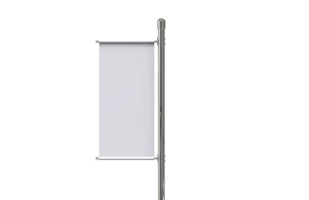 istock Blank pole banner mock up template on isolated white background, ready for design presentation, 3d illustration 1166366558