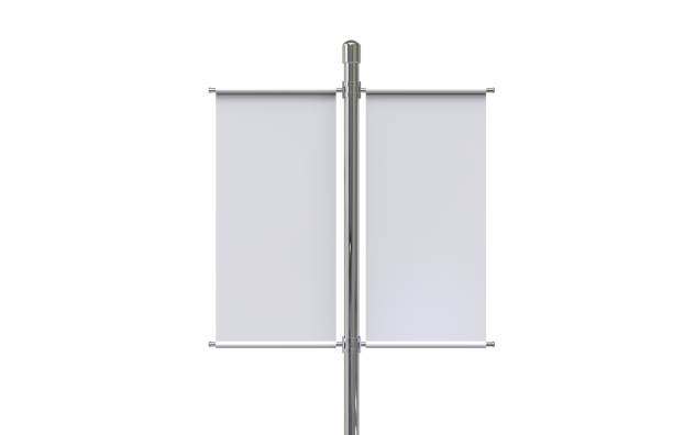 istock Blank pole banner mock up template on isolated white background, ready for design presentation, 3d illustration 1166366861