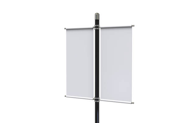 istock Blank pole banner mock up template on isolated white background, ready for design presentation, 3d illustration 1166366862