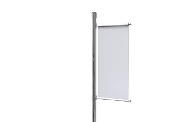istock Blank pole banner mock up template on isolated white background, ready for design presentation, 3d illustration 1166367581