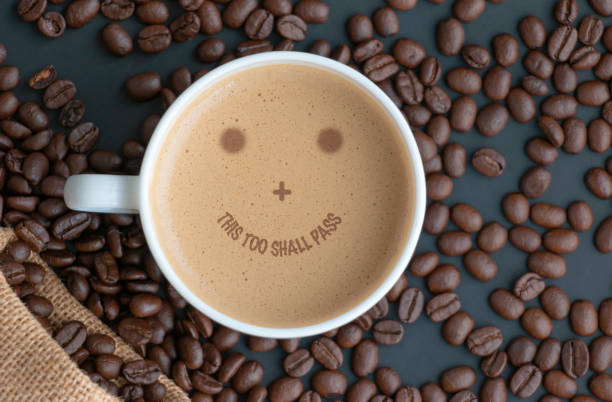 istock coffee cup with text , This too shall pass, for emotion, motivation, positive design.  motivation message. Inspiration  concept 1166370002