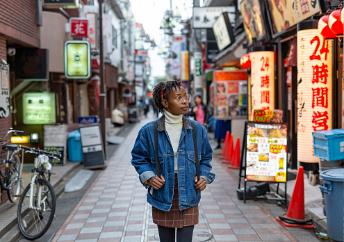 Portrait of a Happy Woman on the Streets of Tokyo