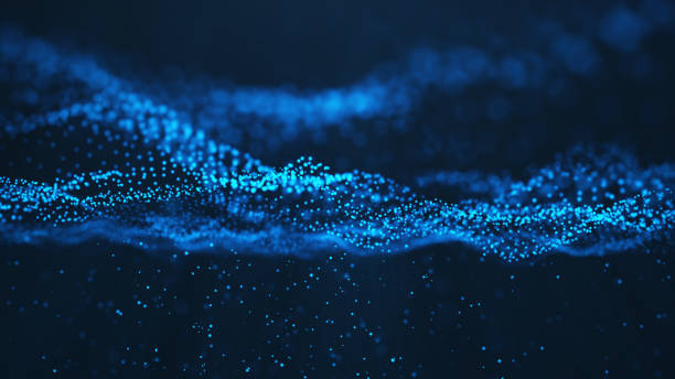 istock Abstract background of shining particles, digital wave, sparkling blue particles. Beautiful blue floating particles with shine light. 3D Rendering 1166376536