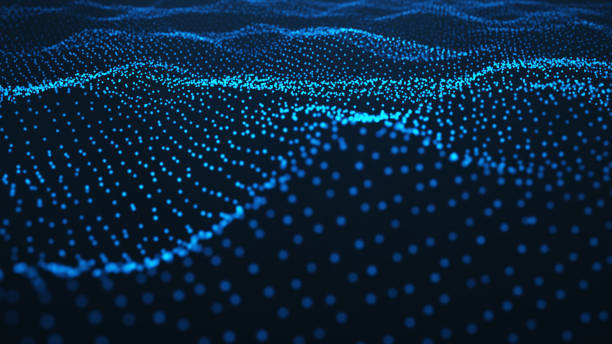 istock Abstract background of shining particles, digital wave, sparkling blue particles. Beautiful blue floating particles with shine light. 3D Rendering 1166376543