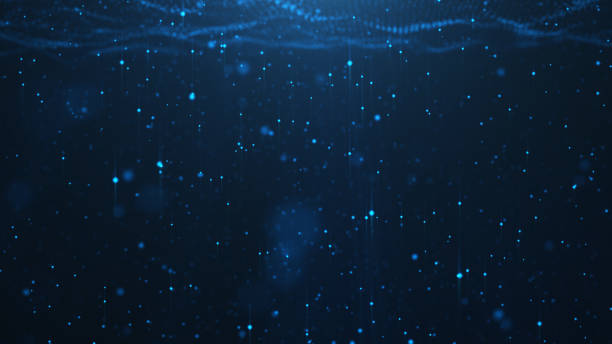 istock Abstract background of shining particles, digital sparkling blue particles. Beautiful blue floating particles with shine light. 3D Rendering 1166376545