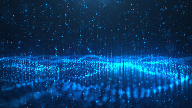 istock Abstract background of shining particles. Digital signature with wave particles, sparkle. Beautiful blue floating particles with shine light rise up. 3D Rendering 1166376562