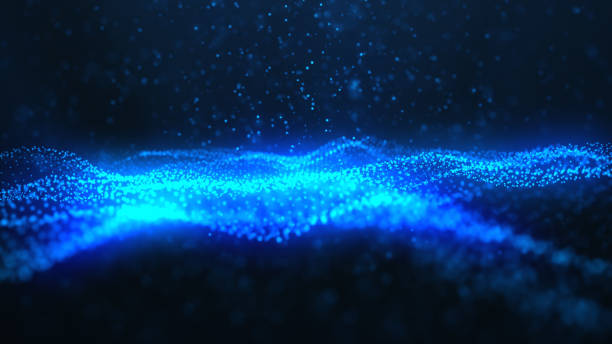 istock Abstract background of shining particles. Digital signature with wave particles, sparkle. Beautiful blue floating particles with shine light rise up. 3D Rendering 1166376574