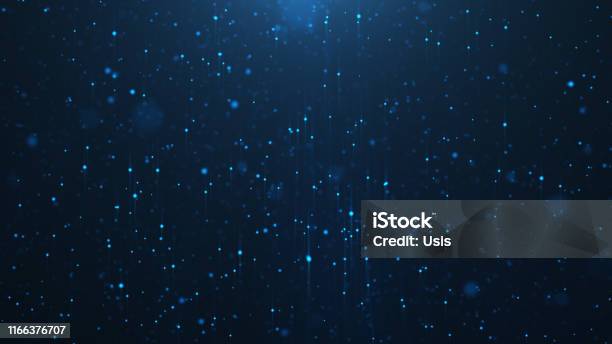 Abstract Background Of Shining Particles Digital Sparkling Blue Particles Beautiful Blue Floating Particles With Shine Light 3d Rendering Stock Photo - Download Image Now