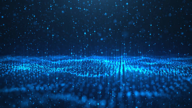 istock Abstract background of shining particles. Digital signature with wave particles, sparkle. Beautiful blue floating particles with shine light rise up. 3D Rendering 1166376709