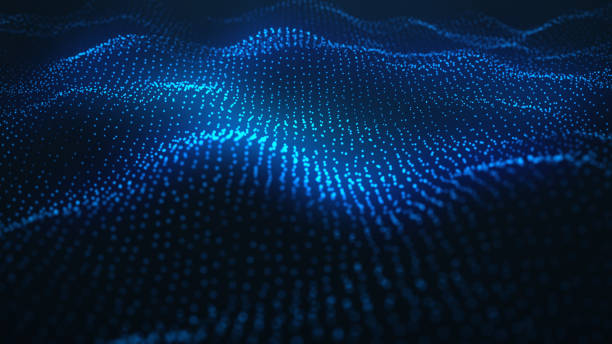 istock Abstract background of shining particles, digital wave, sparkling blue particles. Beautiful blue floating particles with shine light. 3D Rendering 1166376710