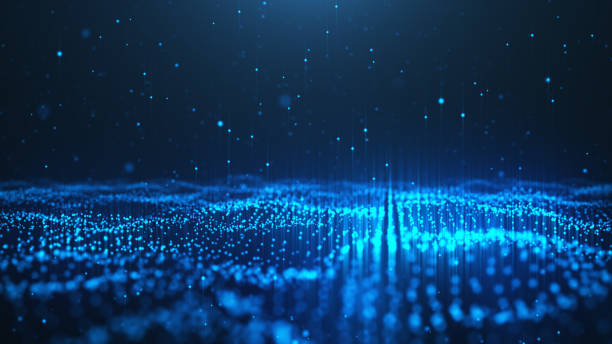 istock Abstract background of shining particles. Digital signature with wave particles, sparkle. Beautiful blue floating particles with shine light rise up. 3D Rendering 1166376711