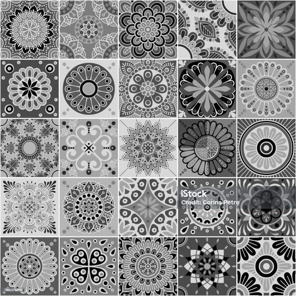 Tile Patterns Vector Multiple Vector Tiles Pattern Stock Illustration - Download Image Now - Abstract ...