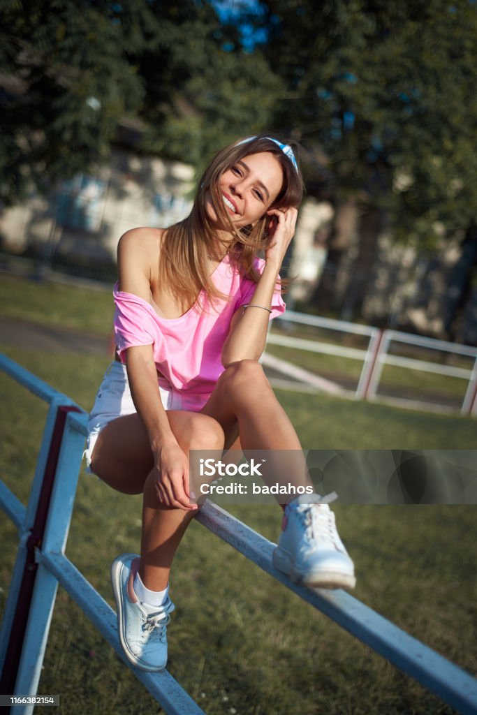 Beautiful Girl In Short Shorts Walk Near Stones Stock Photo - Download  Image Now - Adult, Adults Only, Arts Culture and Entertainment - iStock