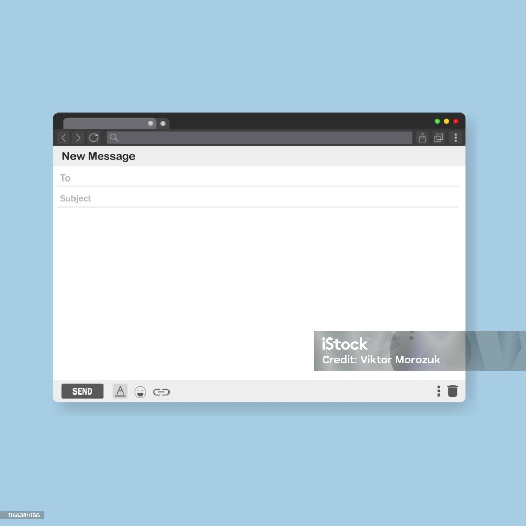Email Blank Template Internet Mail Frame Vector On Blue Background ...