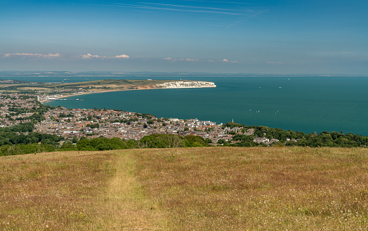 A hot summers day on Shanklin Down, Isle of Wight overlooking the towns of Sandown & Shanklin