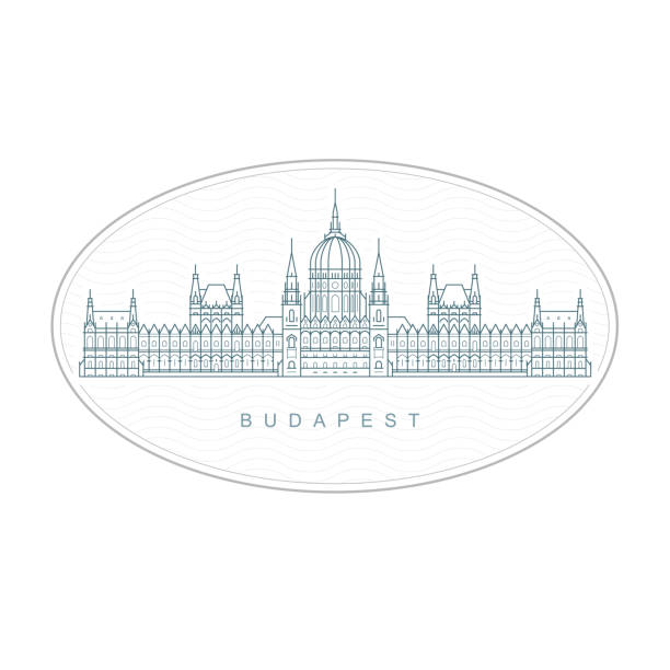 illustrations, cliparts, dessins animés et icônes de timbre de budapest - bâtiment du parlement hongrois, monuments de l'emblème de budapest - budapest parliament building hungary government