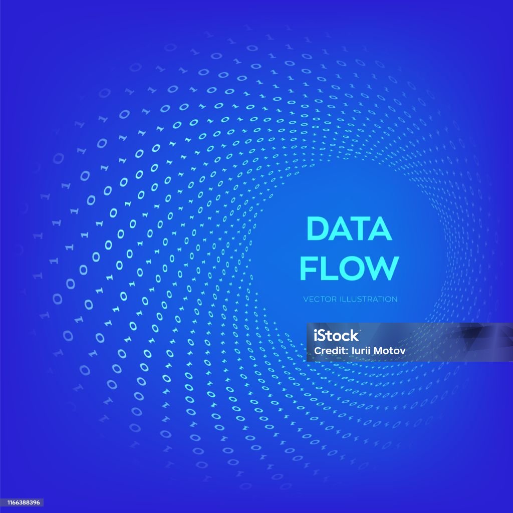Data Flow Digital Code Binary Data Flow Big Data Virtual Tunnel Warp ...