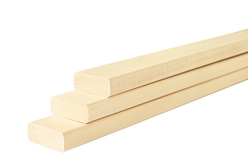 Neat linden boards for shelves on a white background