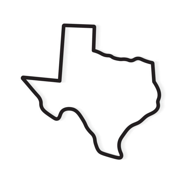 テキサス州地図の黒い輪郭 - テキサス州点のイラスト素材／クリップアート素材／マンガ素材／アイコン素材