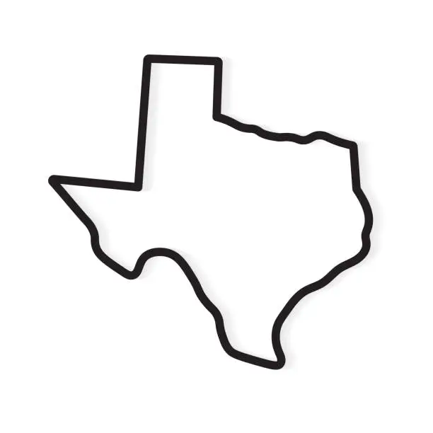 Vector illustration of black outline of Texas map
