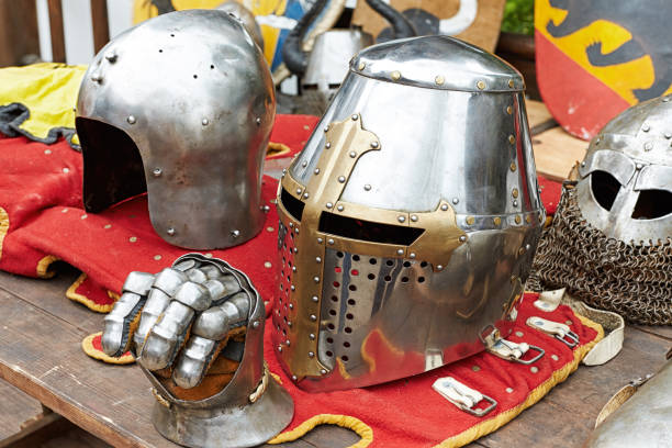 istock Closeup of a large handsome knight's helmet 1166389552