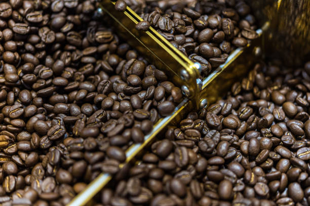istock Coffee beans in roaster coffee beans machine 1166389820