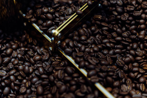 istock Coffee beans in roaster coffee beans machine 1166389909