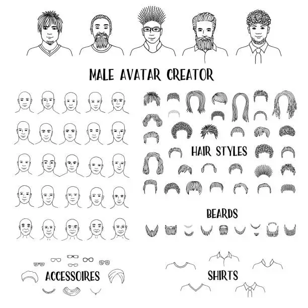 Vector illustration of Male avatar creator