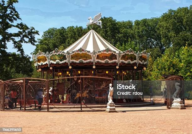 Francelyonthe Grand Carousel Of The Parc De La Tête Dor Stock Photo - Download Image Now