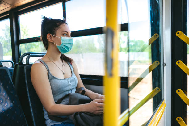 Woman with mask in bus