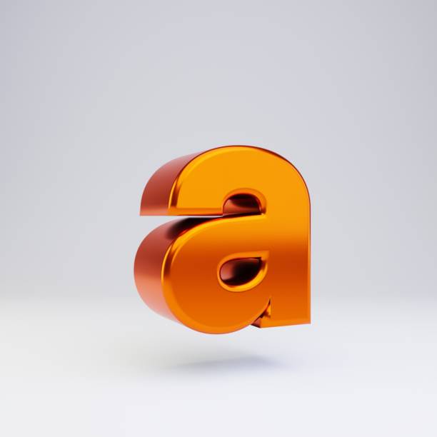 istock 3d letter A lowercase. Hot orange metallic font with glossy reflections and shadow isolated on white background. 1166398029