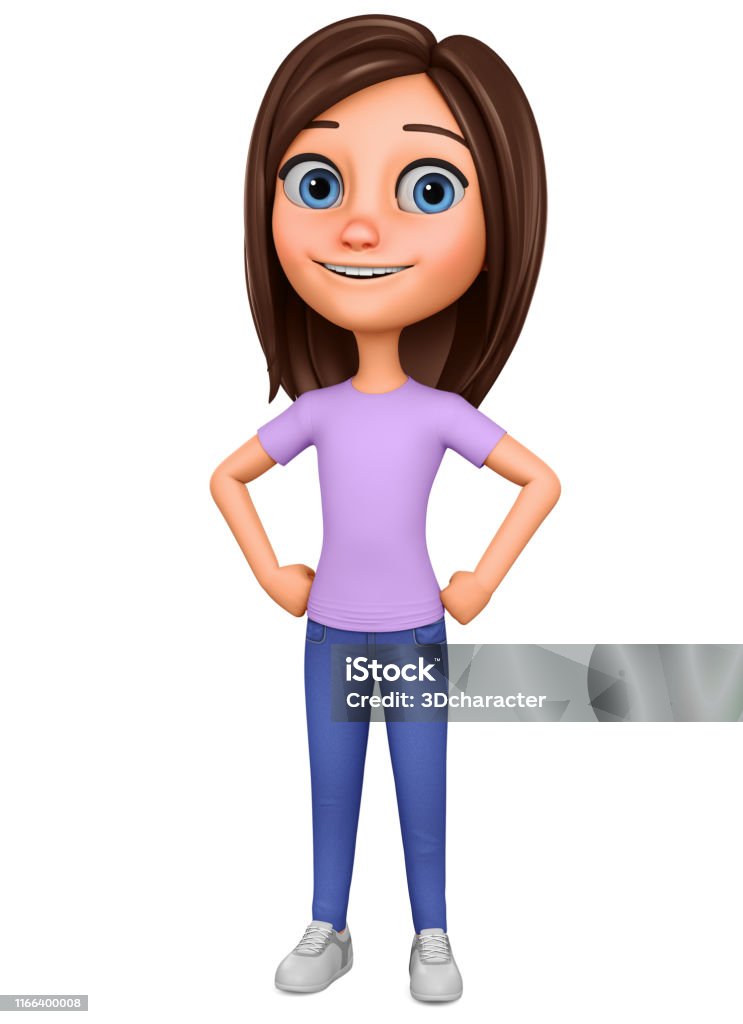 Character Cartoon Girl On A White Background Illustration For Advertising  Stock Photo - Download Image Now - iStock