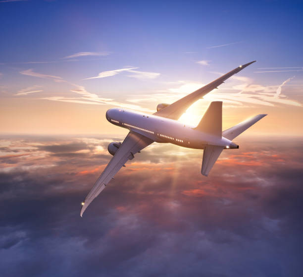 istock Passengers commercial airplane flying above clouds 1166401927