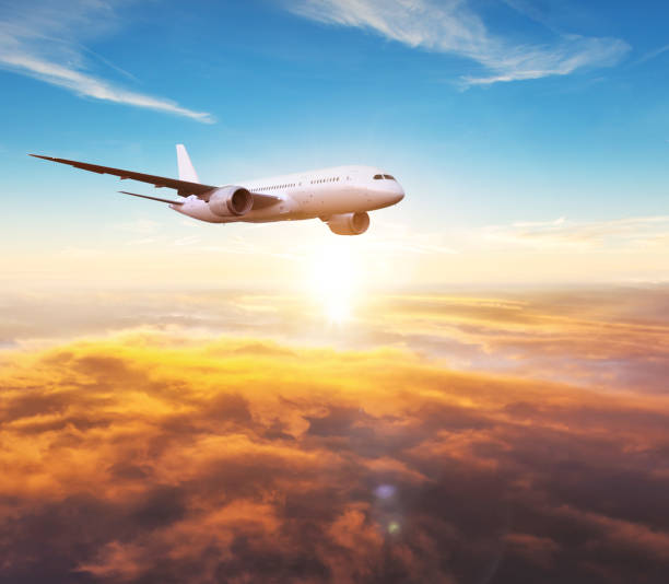 istock Passengers commercial airplane flying above clouds 1166401948