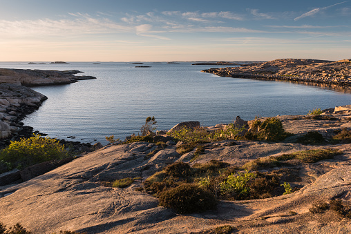 Idyllic Fykan, at the coast of Bohuslän in Sweden. A popular summer destination for outdoor recreational as climbing and fishing.