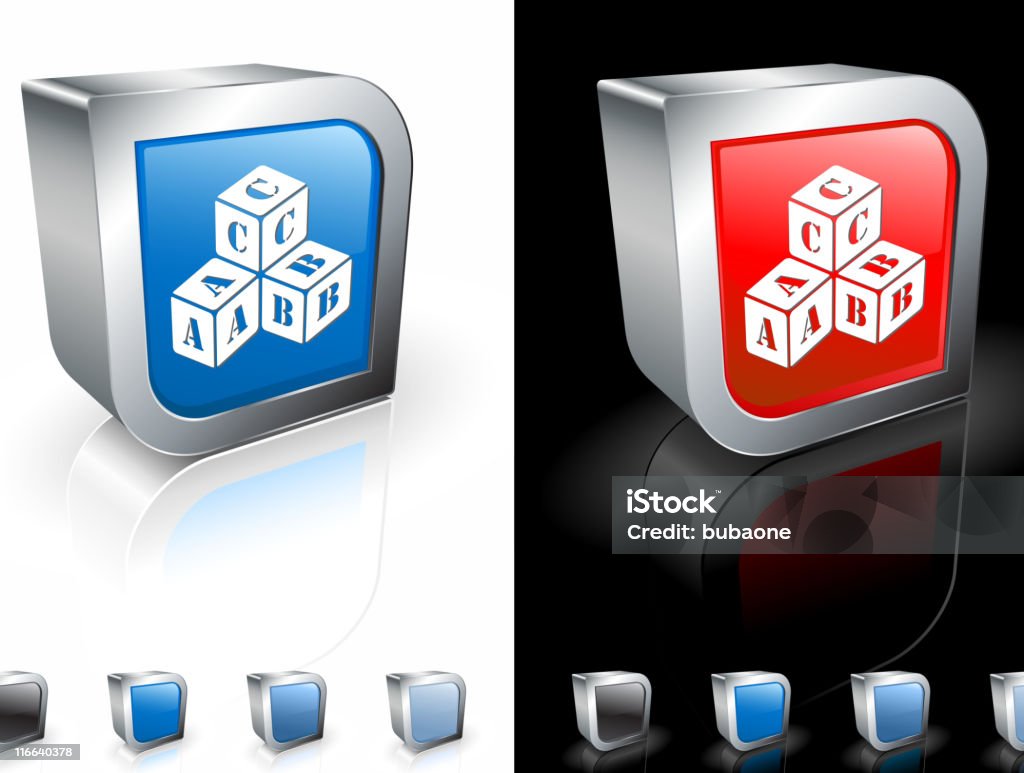 Cubos de aprendizagem ícone com diferentes opções de cores - Royalty-free Alfabeto arte vetorial