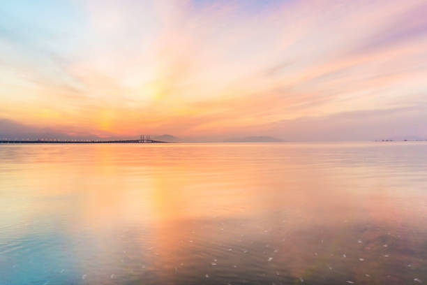 istock Reflection of sunrise for blur background 1166404903