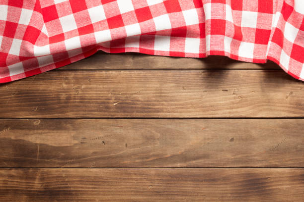 istock cloth napkin at rustic table wooden plank board 1166404940