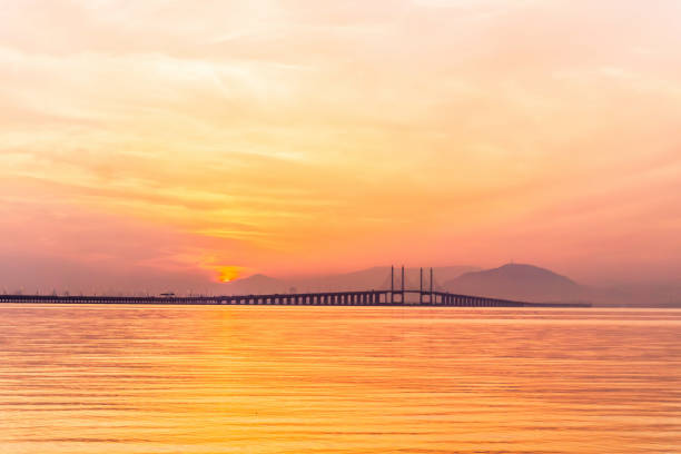 Reflection of sunrise for blur background