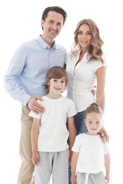istock Happy family on white 1166405320