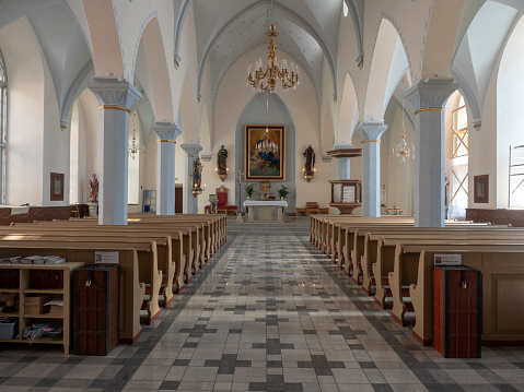 The luxurious interior of the Trinitatis Kirke lutheran church in central Copenhagen, Denmark