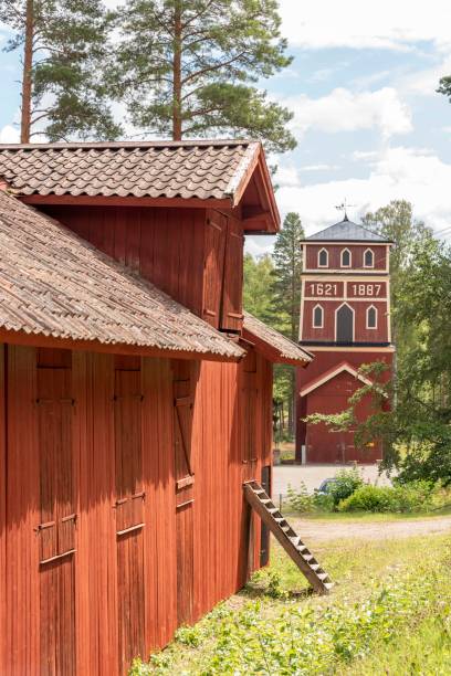 istock Red barn at historic mining site in Sweden 1166409306