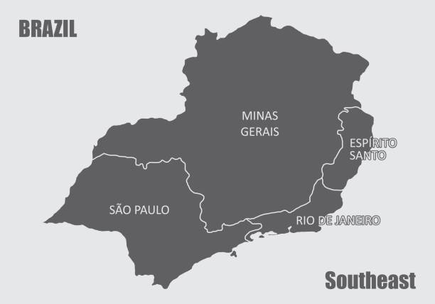 ilustrações, clipart, desenhos animados e ícones de região sudeste do brasil - map usa southeast cartography