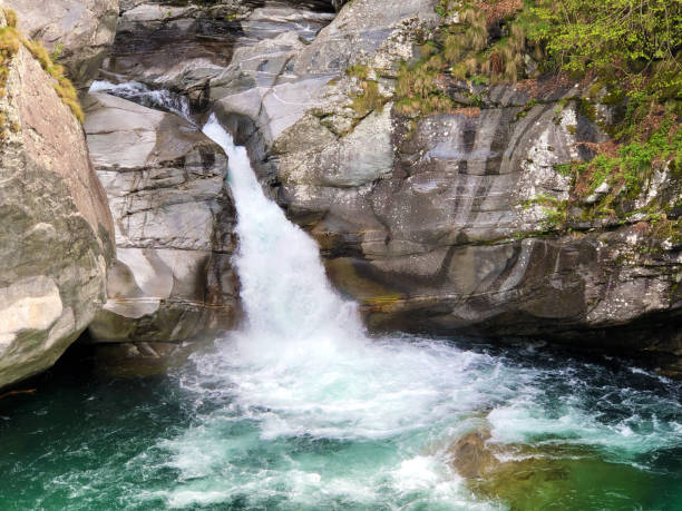 Cascades and waterfalls on the Maggia River (The Maggia Valley or Valle Maggia or Maggiatal) - Canton of Ticino, Switzerland