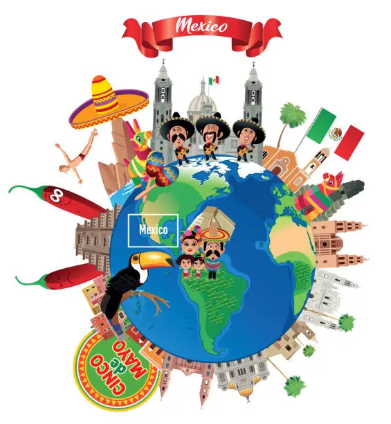 Vector illustration of MEXİCO TRAVEL