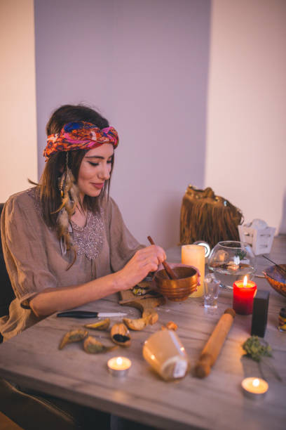istock Woman making natural cosmetics, top view 1166426253