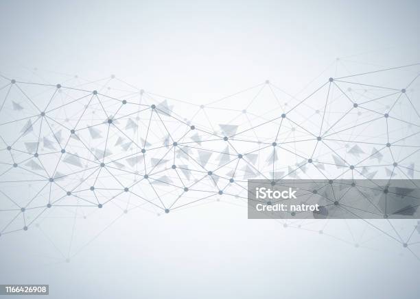 Abstract Technology Background With Connecting Dots And Lines Data And Technology Concept Internet Network Connection - Arte vetorial de stock e mais imagens de Plano de Fundo